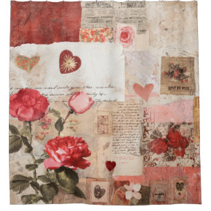 Vintage Romantic Rose Collage (3) Shower Curtain