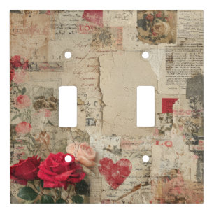 Vintage Romantic Rose Collage (4) Light Switch Cover