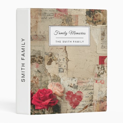 Vintage Romantic Rose Collage (4) Mini Binder