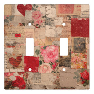 Vintage Romantic Rose Collage (5) Light Switch Cover