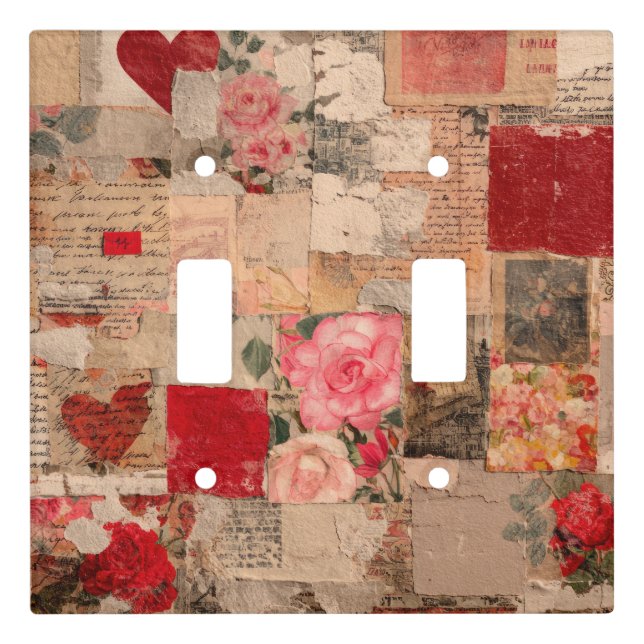 Vintage Romantic Rose Collage (5) Light Switch Cover (Front)