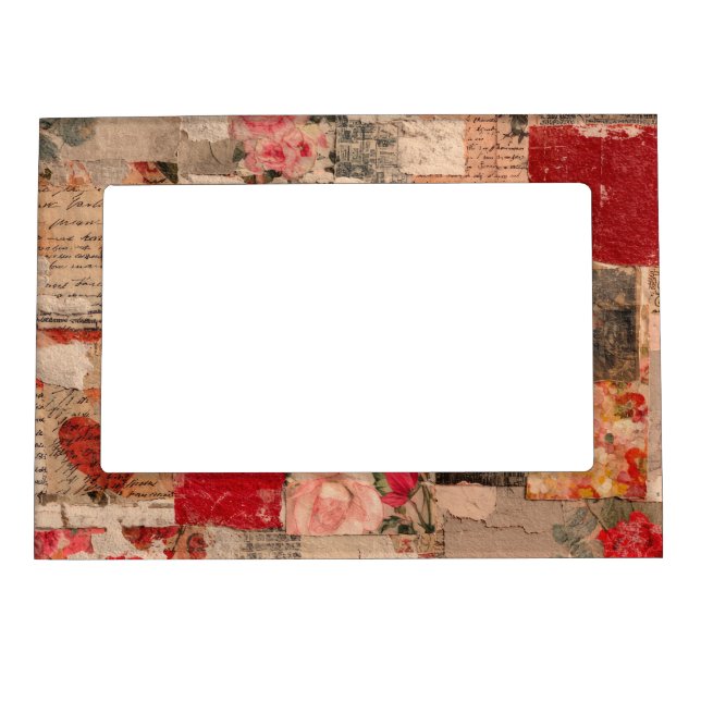 Vintage Romantic Rose Collage (5) Magnetic Frame (Front)