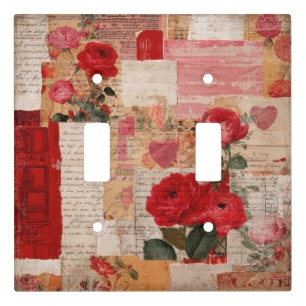 Vintage Romantic Rose Collage (6) Light Switch Cover