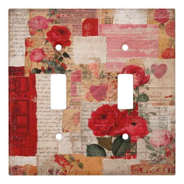 Vintage Romantic Rose Collage (6) Light Switch Cover (Front)