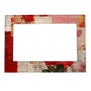 Vintage Romantic Rose Collage (6) Magnetic Frame