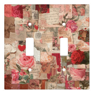 Vintage Romantic Rose Collage (7) Light Switch Cover