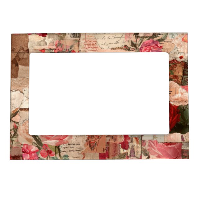 Vintage Romantic Rose Collage (7) Magnetic Frame (Front)