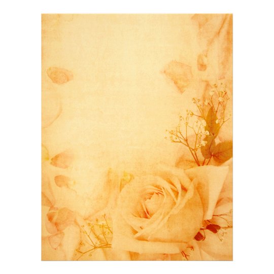 Vintage Romantic Rose Parchment Letterhead