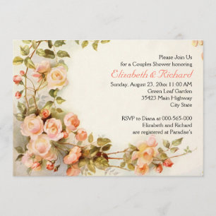 Vintage romantic roses wedding couples shower invitation