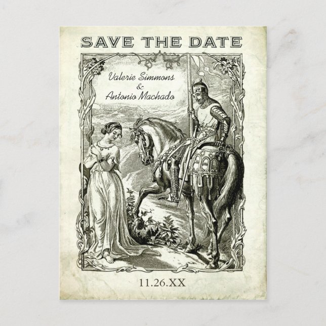 Vintage Romantic Save the Date Postcards (Front)