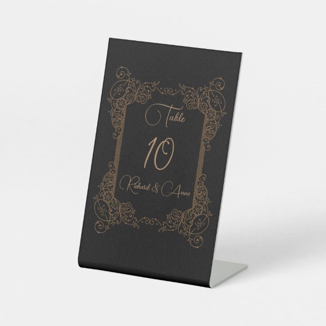 Vintage Romantic Steampunk Fairytale Table Number Pedestal Sign (Front)