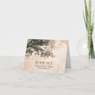 Vintage romantic thank you card with old tree