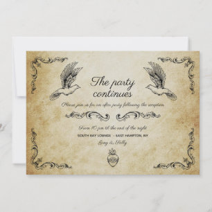 Vintage romantic wedding after party invitation