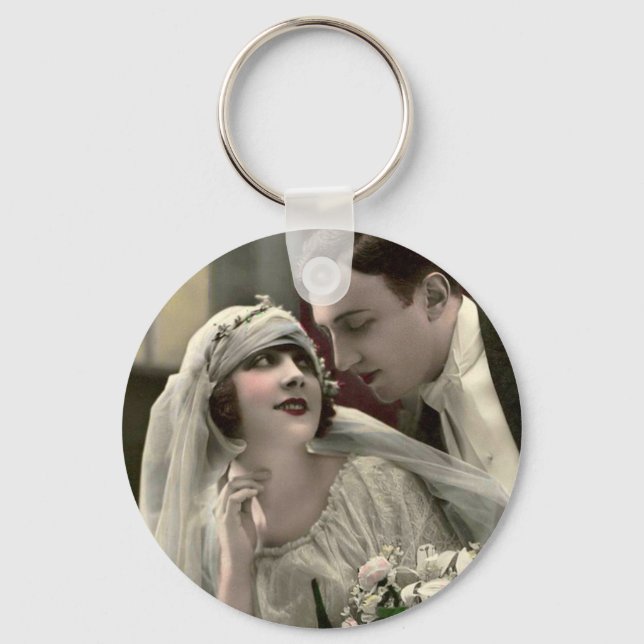 Vintage Romantic Wedding Keychain (Front)
