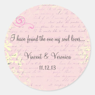Vintage Romantic with Bible Verse Classic Round Sticker