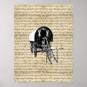 Vintage Romany Gypsy wagon Poster