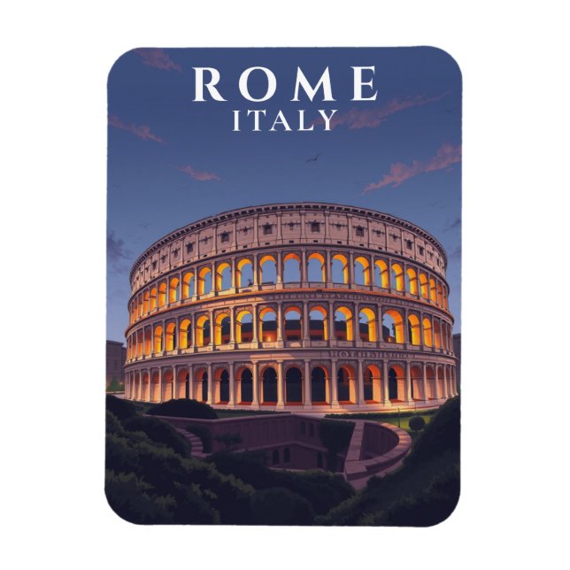 Vintage Rome Colosseum Art Souvenir Italian Magnet (Vertical)