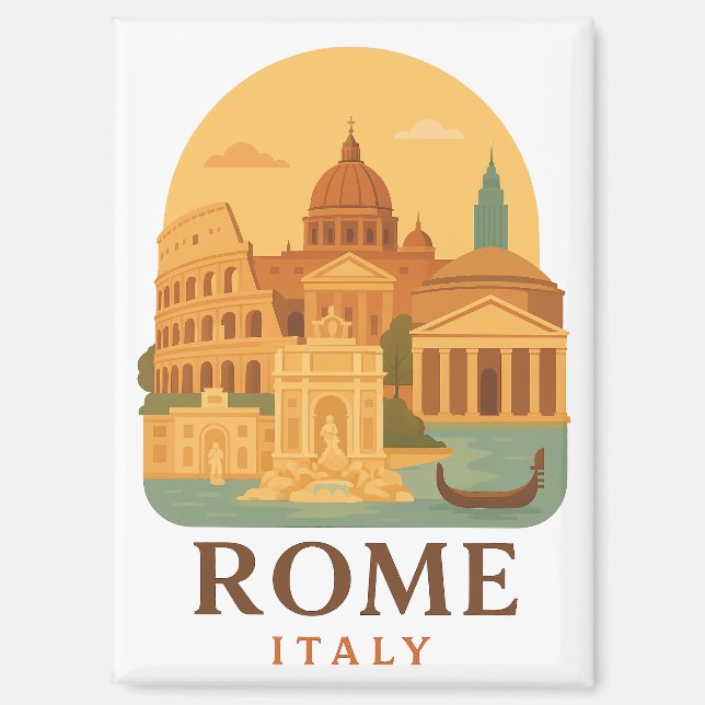 Vintage Rome Colosseum & Pantheon Magnet – Retro  (Front)