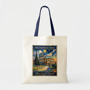 Vintage Rome Colosseum Starry Night Impressionist Tote Bag