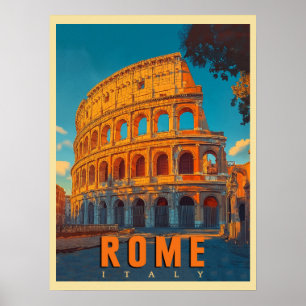 Vintage Rome Italy: Colosseum & Ancient Wonders Poster