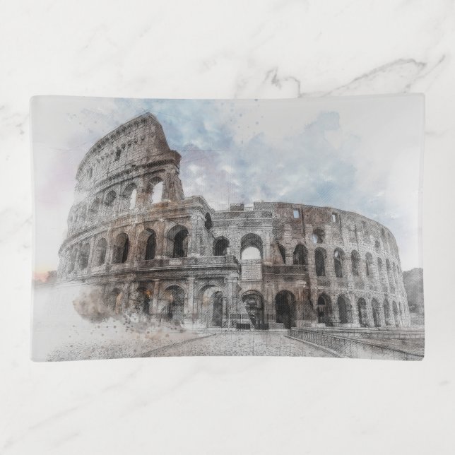 Vintage Rome Italy Colosseum Travel Art  Trinket Tray (Front)