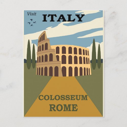 Vintage Rome Italy Colosseum Travel Postcard