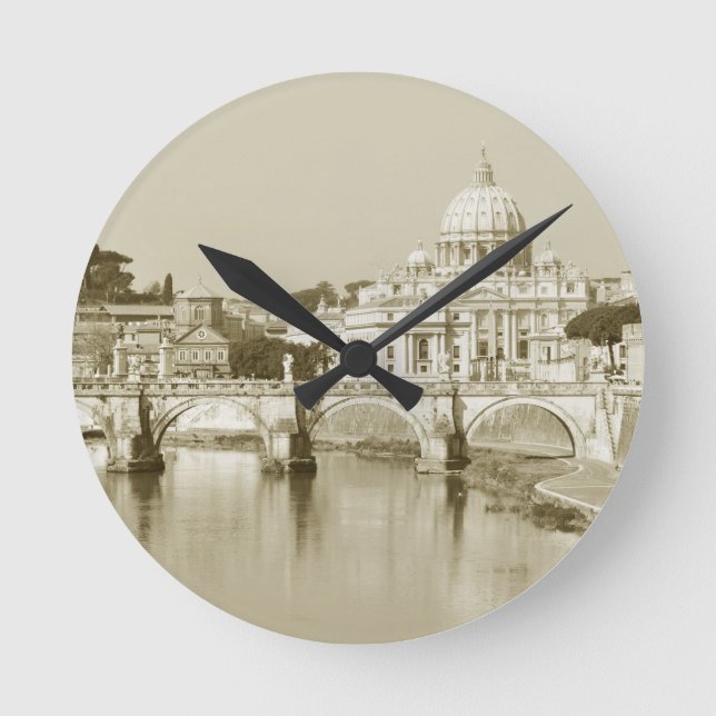 Vintage Rome, Italy Round Clock (Front)