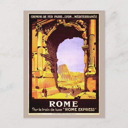 Vintage Rome Italy Travel by Train Tourism Postcard