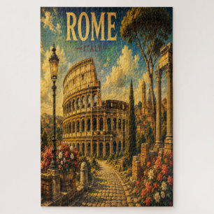 Vintage Rome Italy Travel Poster Jigsaw Puzzle