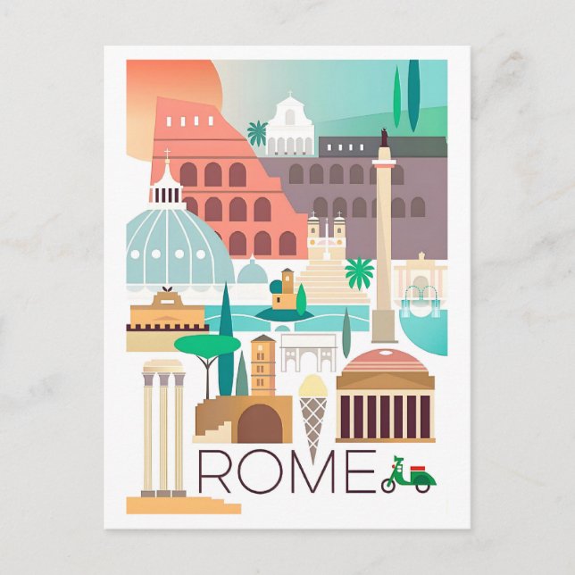 Vintage Rome, Italy, Travel Poster Postcard (Front)