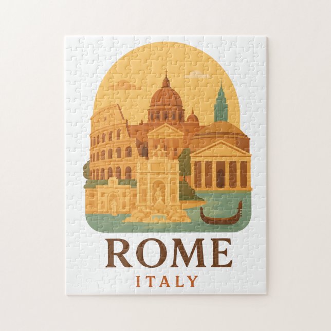 Vintage Rome Puzzle – Colosseum & Pantheon Retro  (Vertical)
