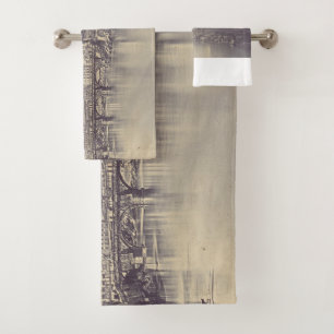 Vintage Rome Tiber Castle And Vatican Fine Art Bath Towel Set