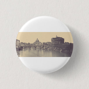Vintage Rome Tiber Castle And Vatican Fine Art Button