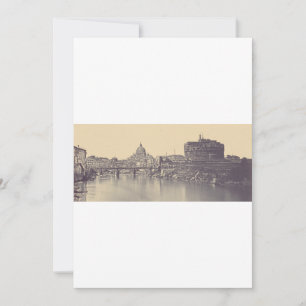 Vintage Rome Tiber Castle And Vatican Fine Art Invitation