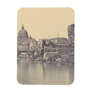 Vintage Rome Tiber Castle And Vatican Fine Art Magnet