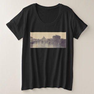 Vintage Rome Tiber Castle And Vatican Fine Art Plus Size T-Shirt