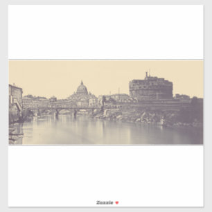 Vintage Rome Tiber Castle And Vatican Fine Art Sticker