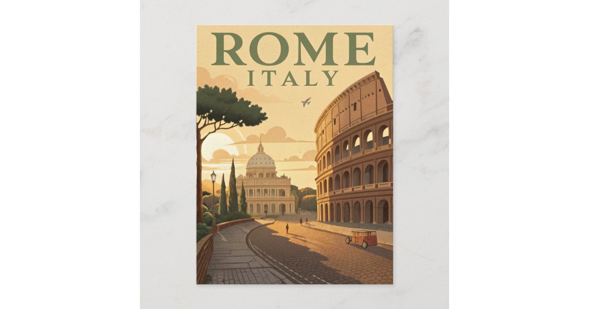 Retro Rome Postcards Vintage Rome Travel Postcard | Zazzle