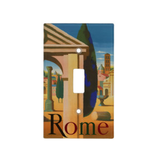 Vintage Rome Travel Poster Art Light Switch Cover
