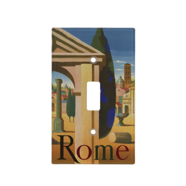 Vintage Rome Travel Poster Art Light Switch Cover (Front)