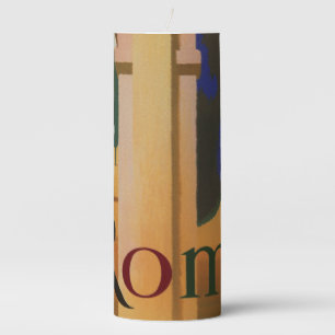 Vintage Rome Travel Poster Art Pillar Candle