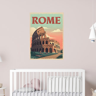 Vintage Rome Travel Poster – Retro Colosseum Wall