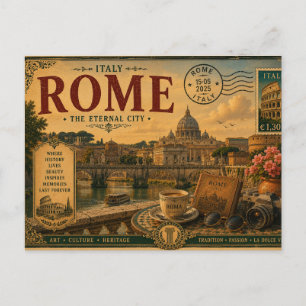 Vintage Rome Vacation Souvenir Postcard