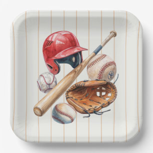Vintage Rookie Baseball Party Paper Plates