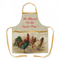 Vintage Rooster And Chickens Easter Apron