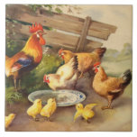 Vintage rooster and hens home decor tile<br><div class="desc">design by www.etsy.com/Shop/Heartland</div>