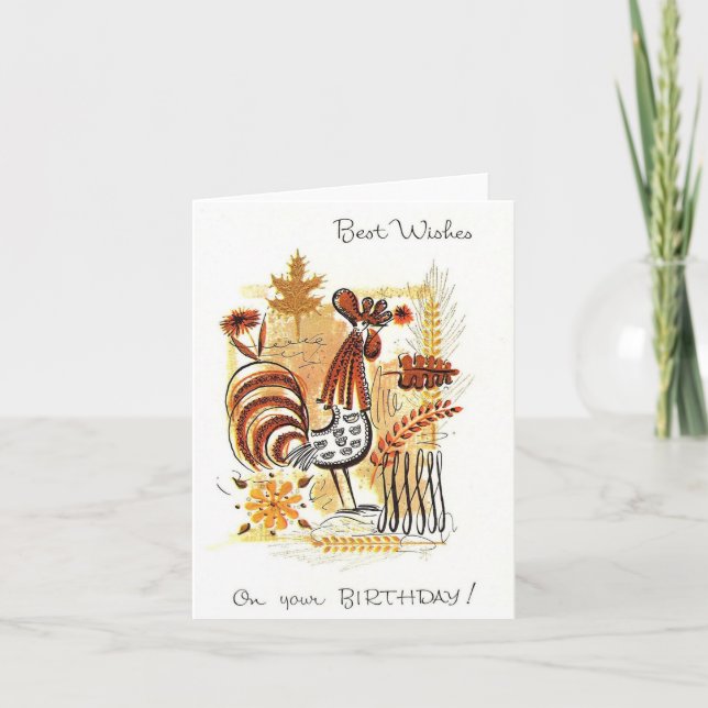 Vintage Rooster Birthday Card (Front)