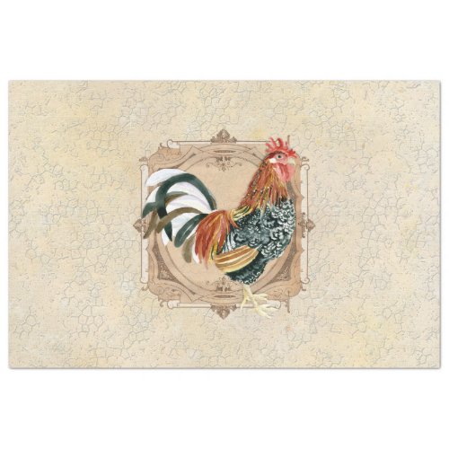 Vintage Rooster Black and White Kitchen Decoupage Tissue Paper