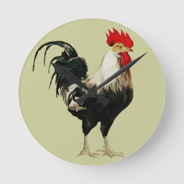 Vintage Rooster Chicken Customize Animal best Round Clock (Front)