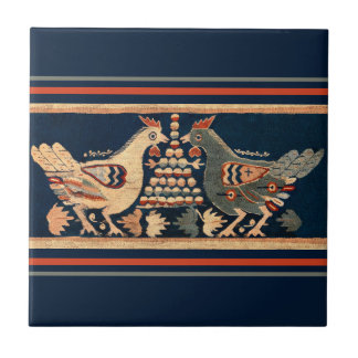 Vintage Rooster Chicken Dark Blue Ceramic Tile